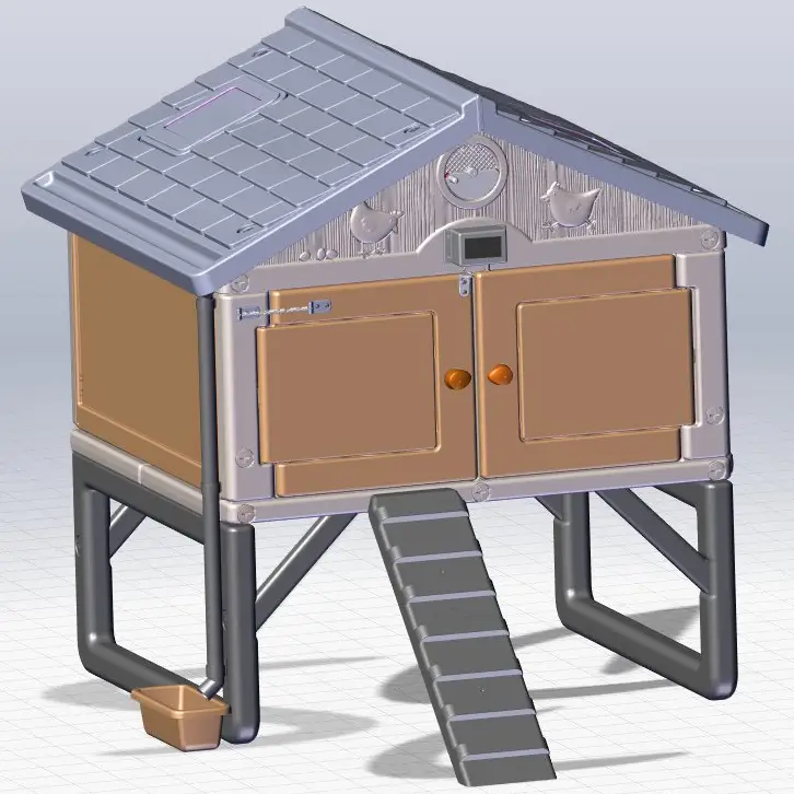Grand Poulailler plastique et sa porte automatique solaire. Made in Jura.